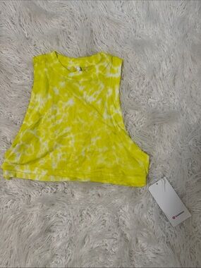 lululemon athletica Yellow and White Tie-Dye Cropped Tank